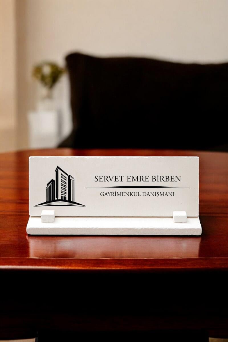 Emlakçıya Ofis Hediyesi Emlakçı Taş Masa İsimliği