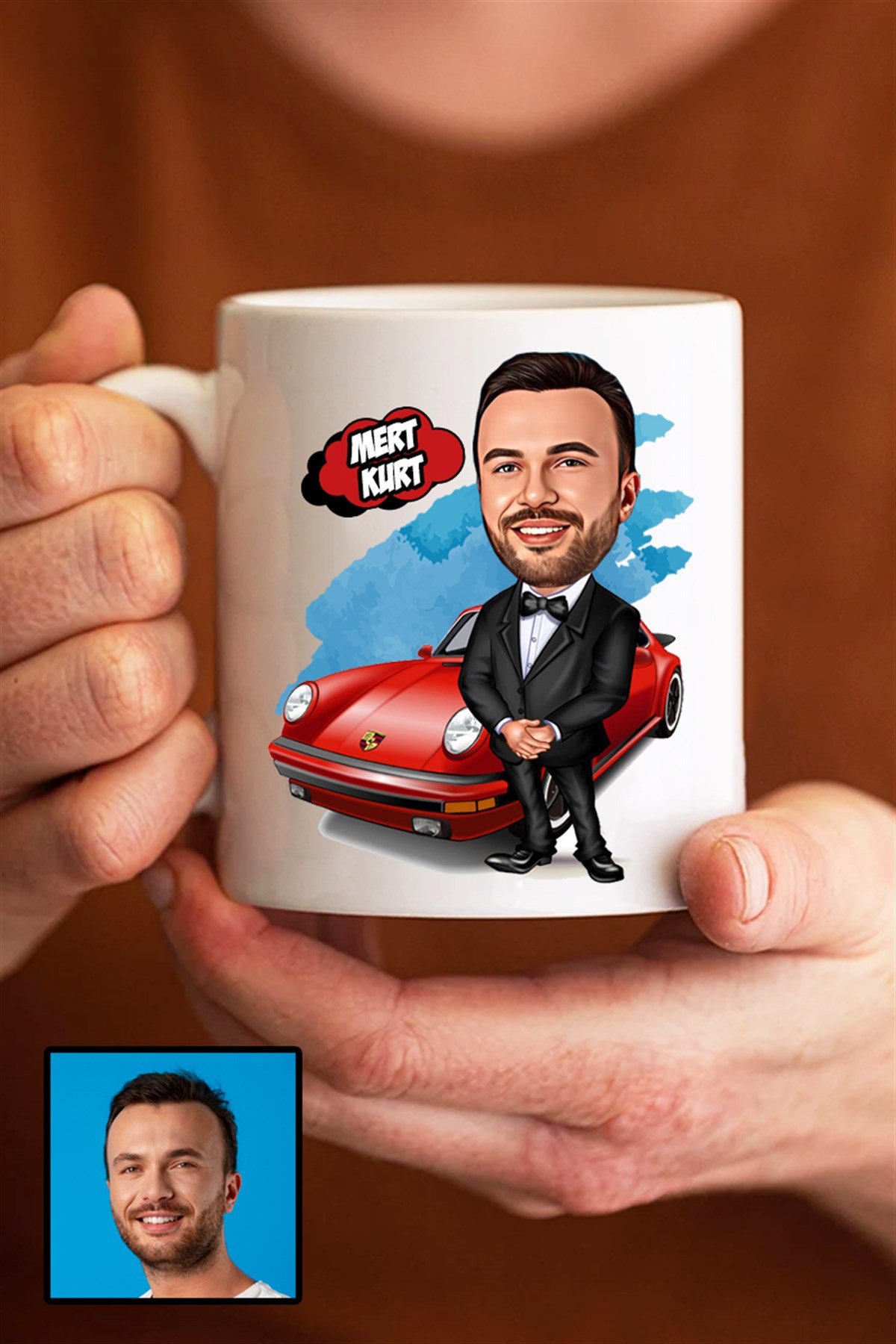 Erkeğe Hediye Kişiye Özel Karikatürlü Beyaz Kupa Bardak