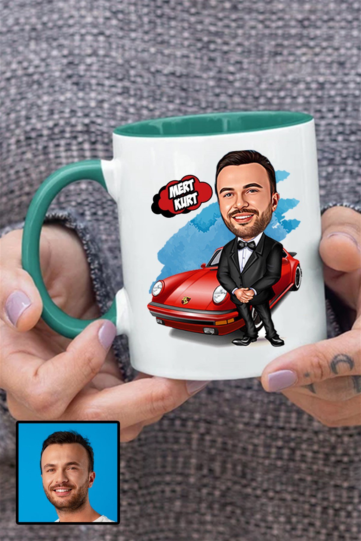 Erkeğe Hediye Kişiye Özel Karikatürlü Renkli Kupa Bardak