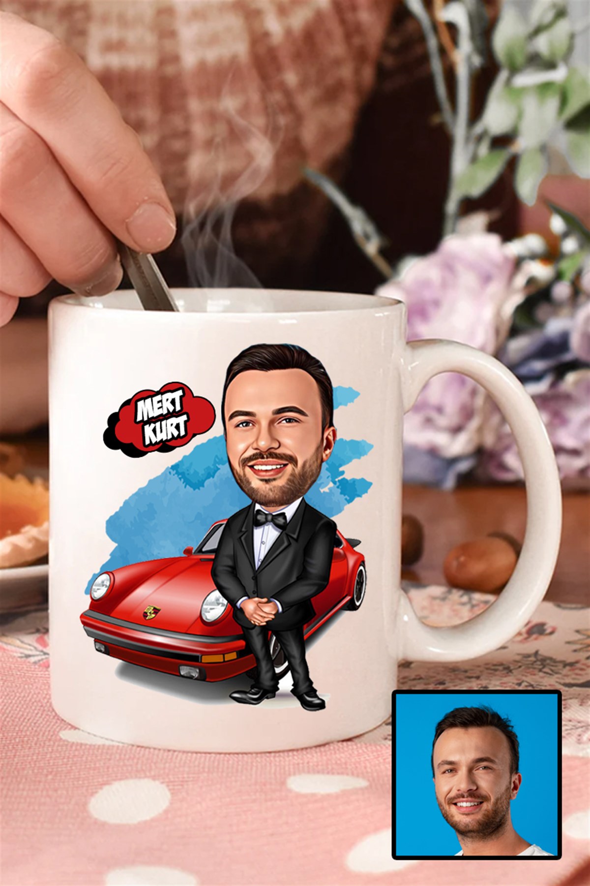 Erkeğe Hediye Kişiye Özel Karikatürlü Beyaz Kupa Bardak