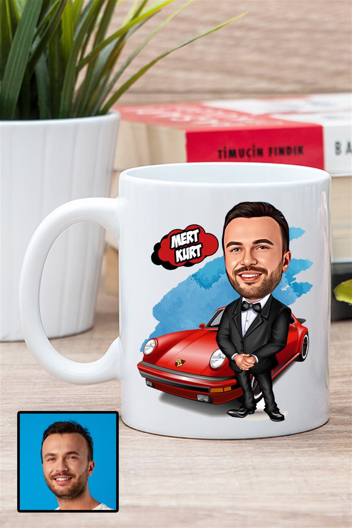 Erkeğe Hediye Kişiye Özel Karikatürlü Beyaz Kupa Bardak