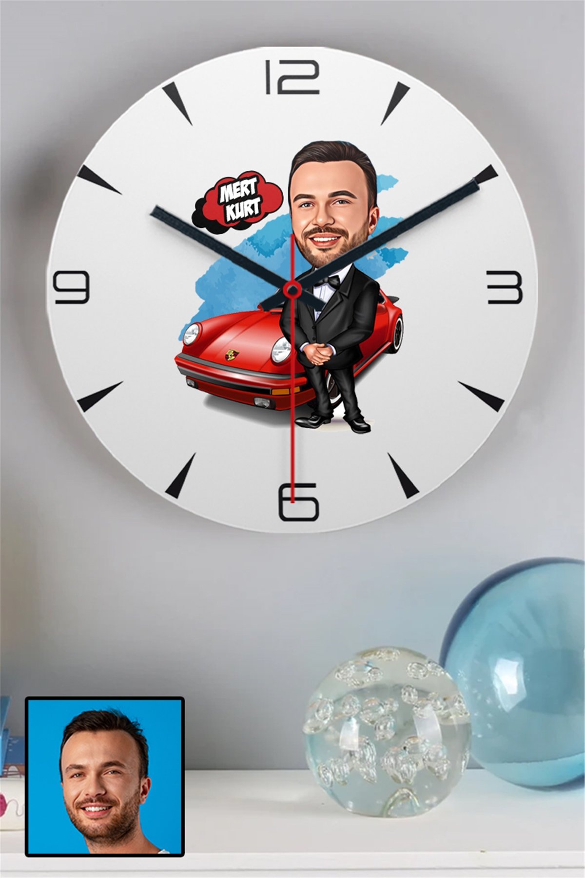 Erkeğe Kişiye Özel Hediye Karikatürlü Duvar Saati