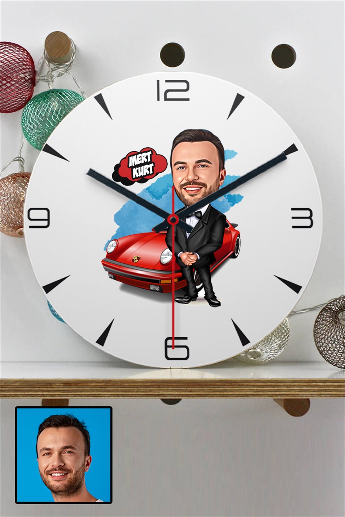 Erkeğe Kişiye Özel Hediye Karikatürlü Duvar Saati
