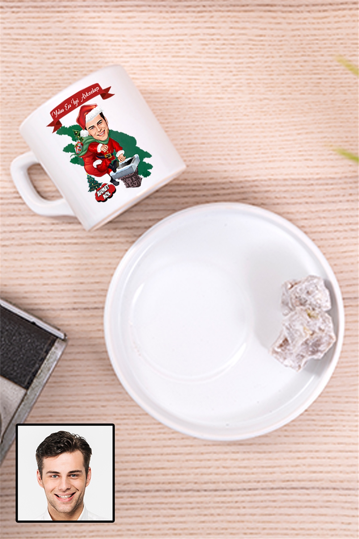 Erkek Arkadaşa Yılbaşı Hediyesi Karikatürlü Türk Kahvesi Fincanı