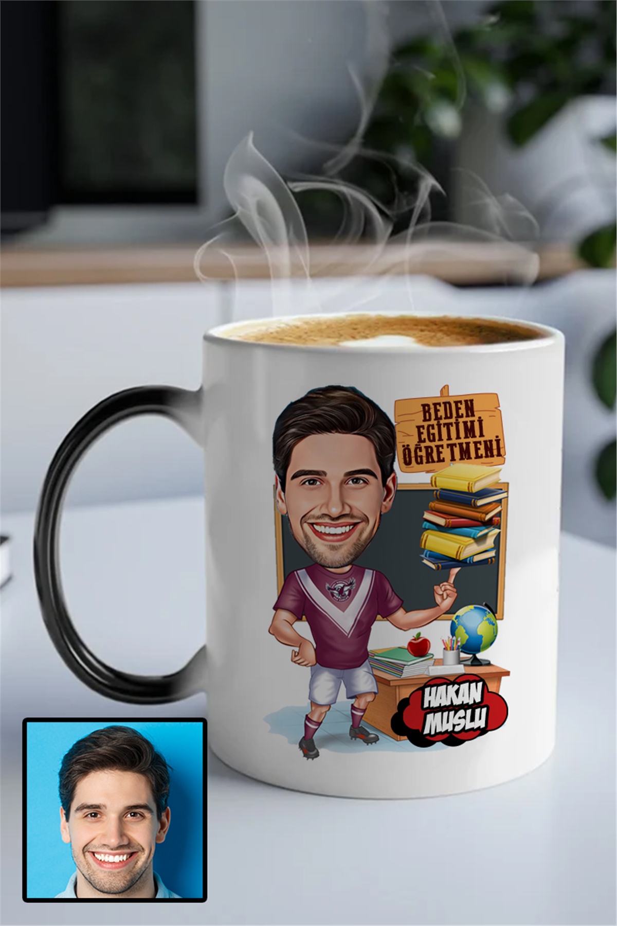 Erkek Beden Eğitimi Öğretmenine Kişiye Özel Hediye Karikatürlü Sihirli Kupa Bardak