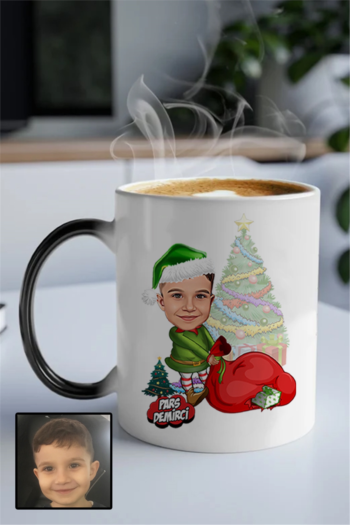Erkek Çocuğa Yılbaşı Hediyesi Karikatürlü Sihirli Kupa Bardak