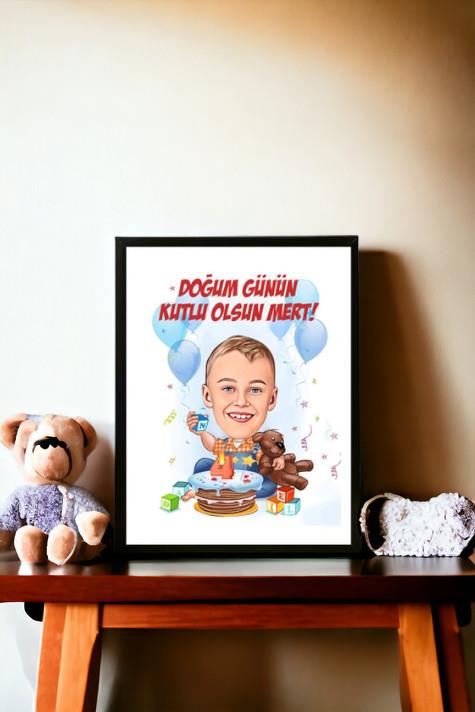 Erkek Çocuklara Doğum Günü Hediyesi Karikatürlü Hediyelik Çerçeve