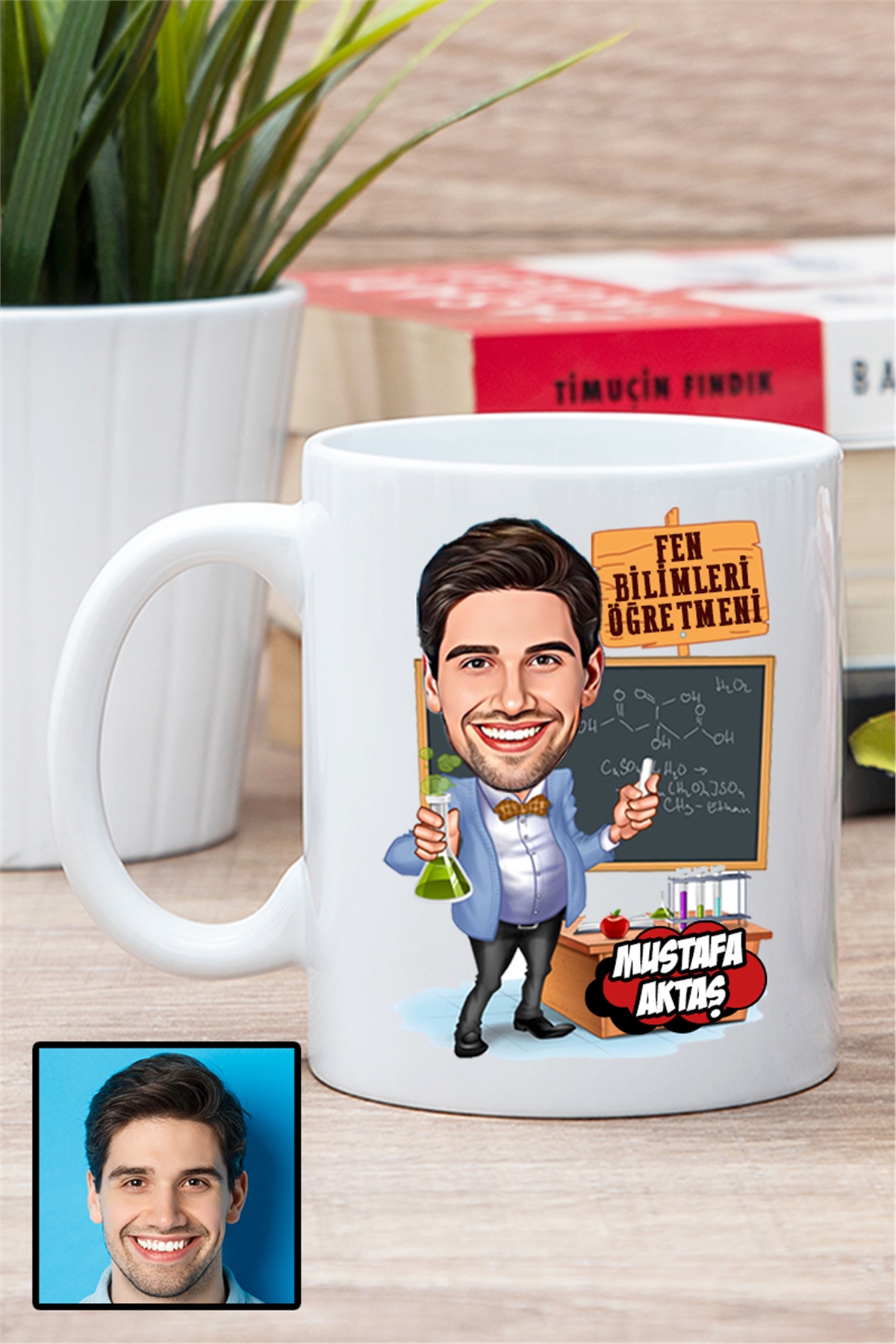 Erkek Fen Bilimleri Öğretmenine Hediye Karikatürlü Beyaz Kupa Bardak