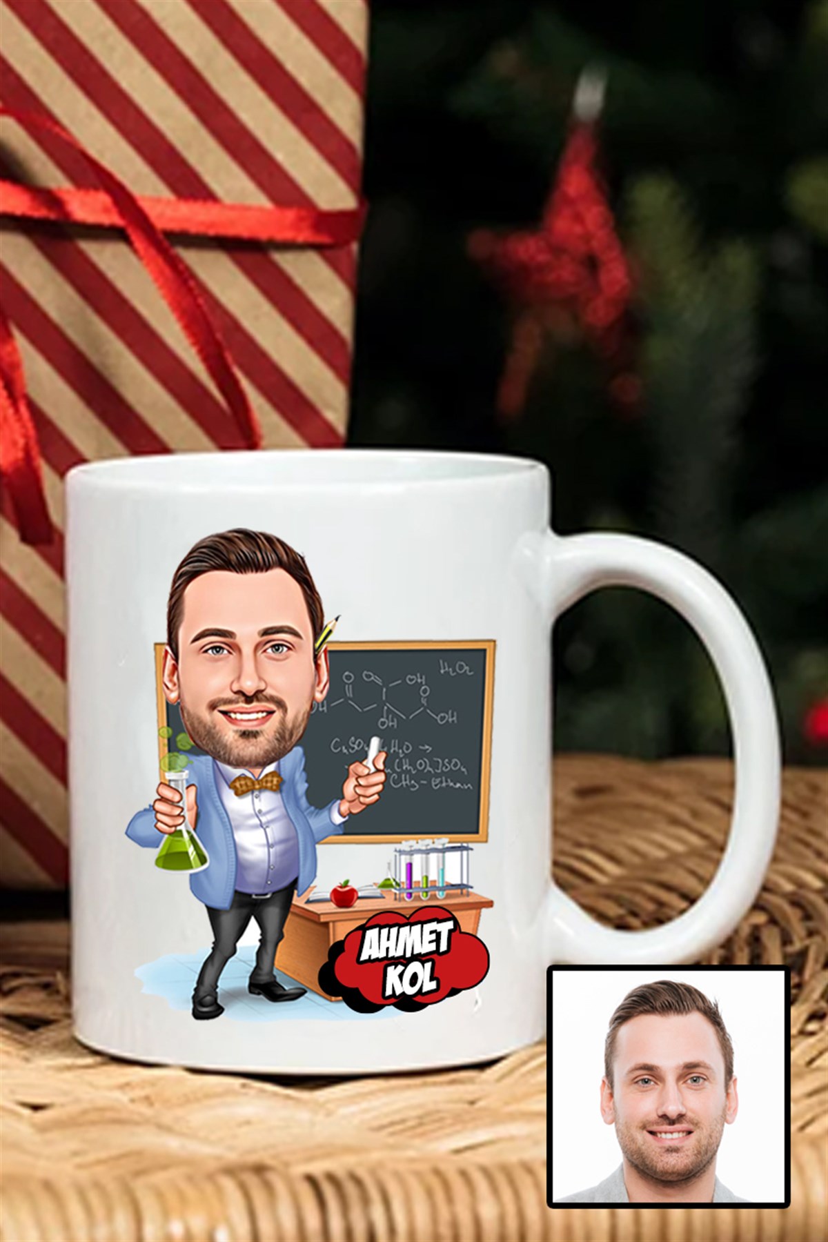 Erkek Kimya Öğretmenine Hediye Karikatürlü Beyaz Kupa Bardak