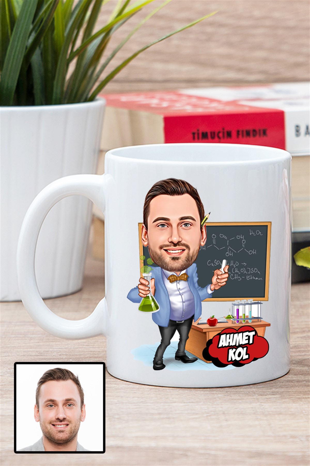 Erkek Kimya Öğretmenine Hediye Karikatürlü Beyaz Kupa Bardak