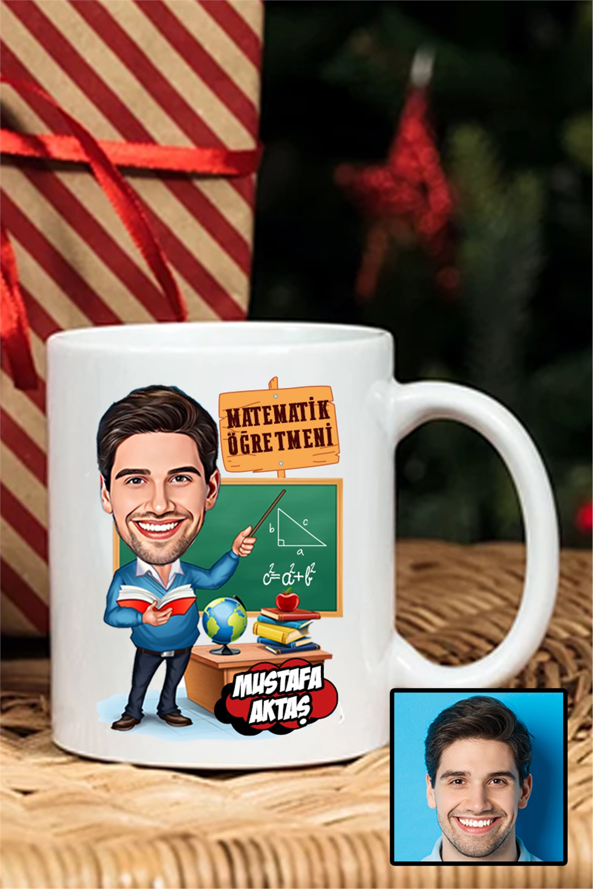 Erkek Matematik Öğretmenine Hediye Karikatürlü Beyaz Kupa Bardak
