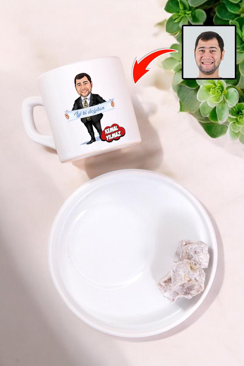 Erkek Sevgiliye Doğum Günü Hediyesi Karikatürlü Kahve Fincanı