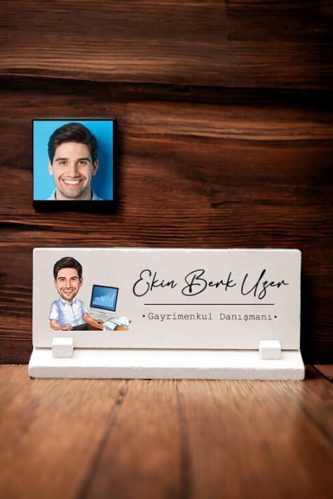 Erkek Sevgiliye Yeni İş Hediyesi Karikatürlü Masa İsimliği