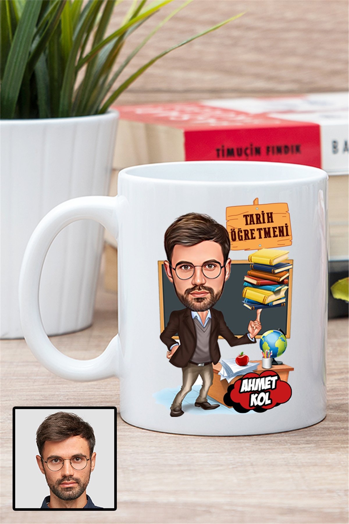 Erkek Tarih Öğretmenine Hediye Karikatürlü Beyaz Kupa Bardak
