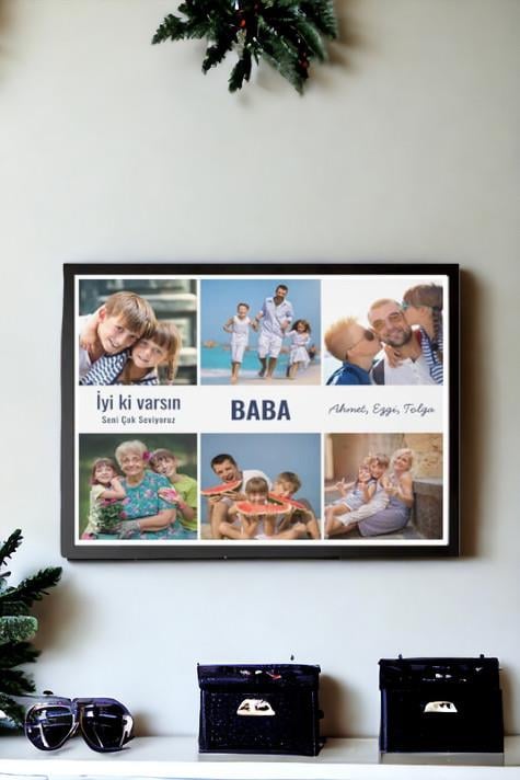 Eşe Babalar Günü Sürprizi Kolaj Dikdörtgen Çerçeve