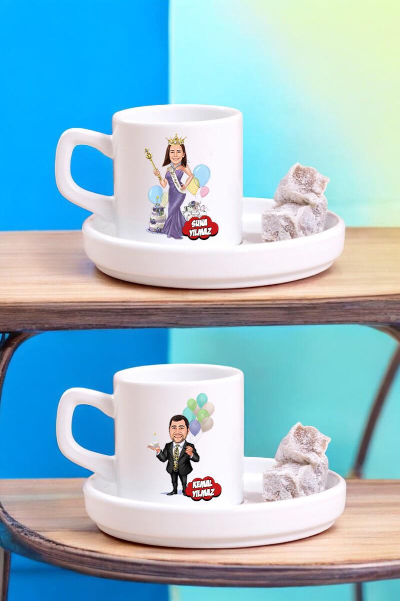 Eşe Doğum Günü Hediyesi Karikatürlü Kahve Fincanı