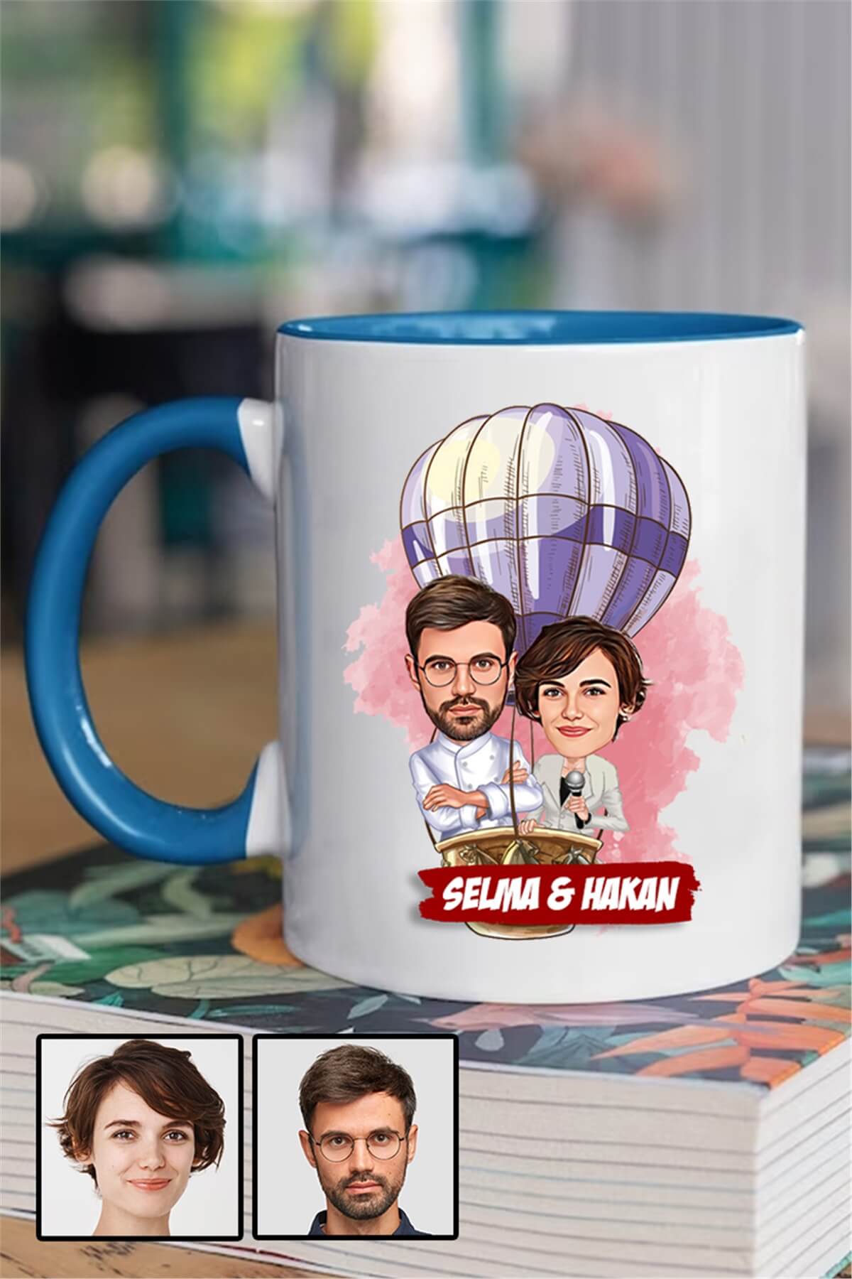 Eğlenceli Yıldönümü Hediyesi Karikatürlü İçi Renkli Kupa Bardak