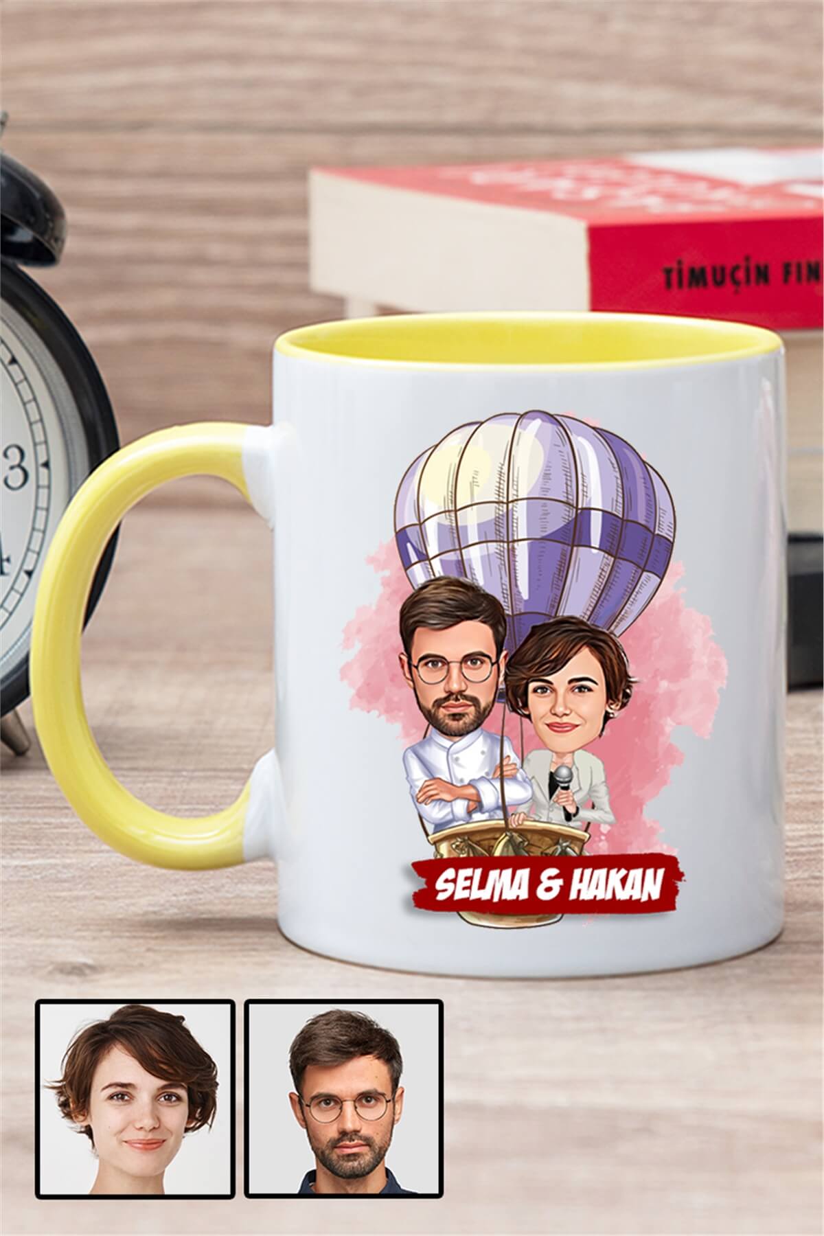 Eğlenceli Yıldönümü Hediyesi Karikatürlü İçi Renkli Kupa Bardak