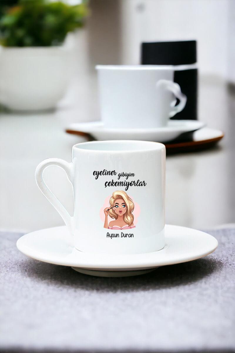Eyeliner Gibiyim Çekemiyorlar Beyaz Türk Kahvesi Fincanı