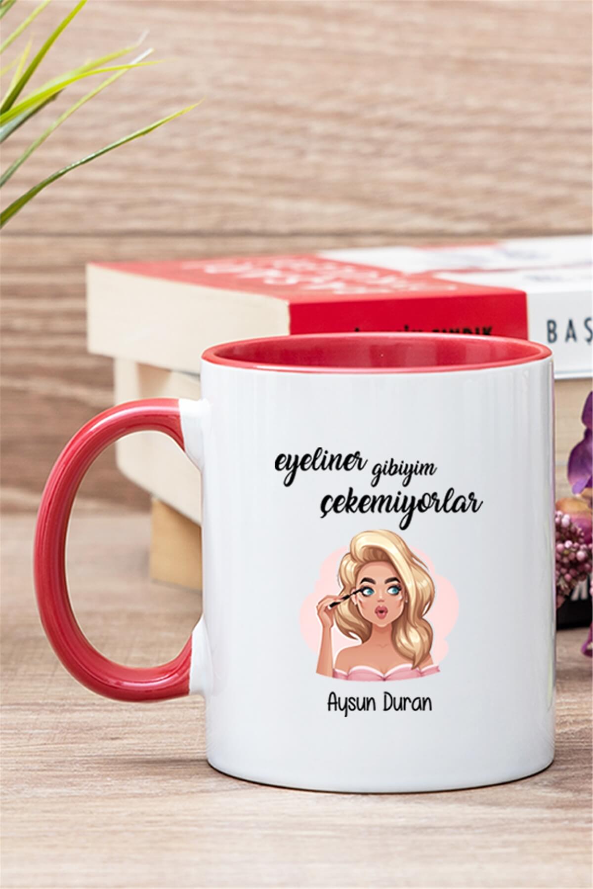 Eyeliner Gibiyim Çekemiyorlar İçi Renkli Kupa Bardak