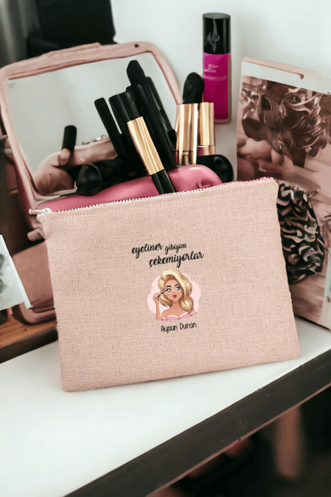 Eyeliner Gibiyim Çekemiyorlar Keten Bez El Çantası