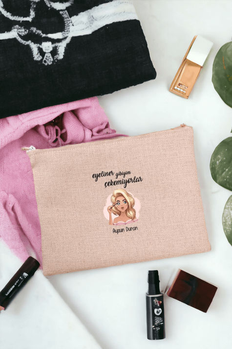 Eyeliner Gibiyim Çekemiyorlar Keten Bez El Çantası