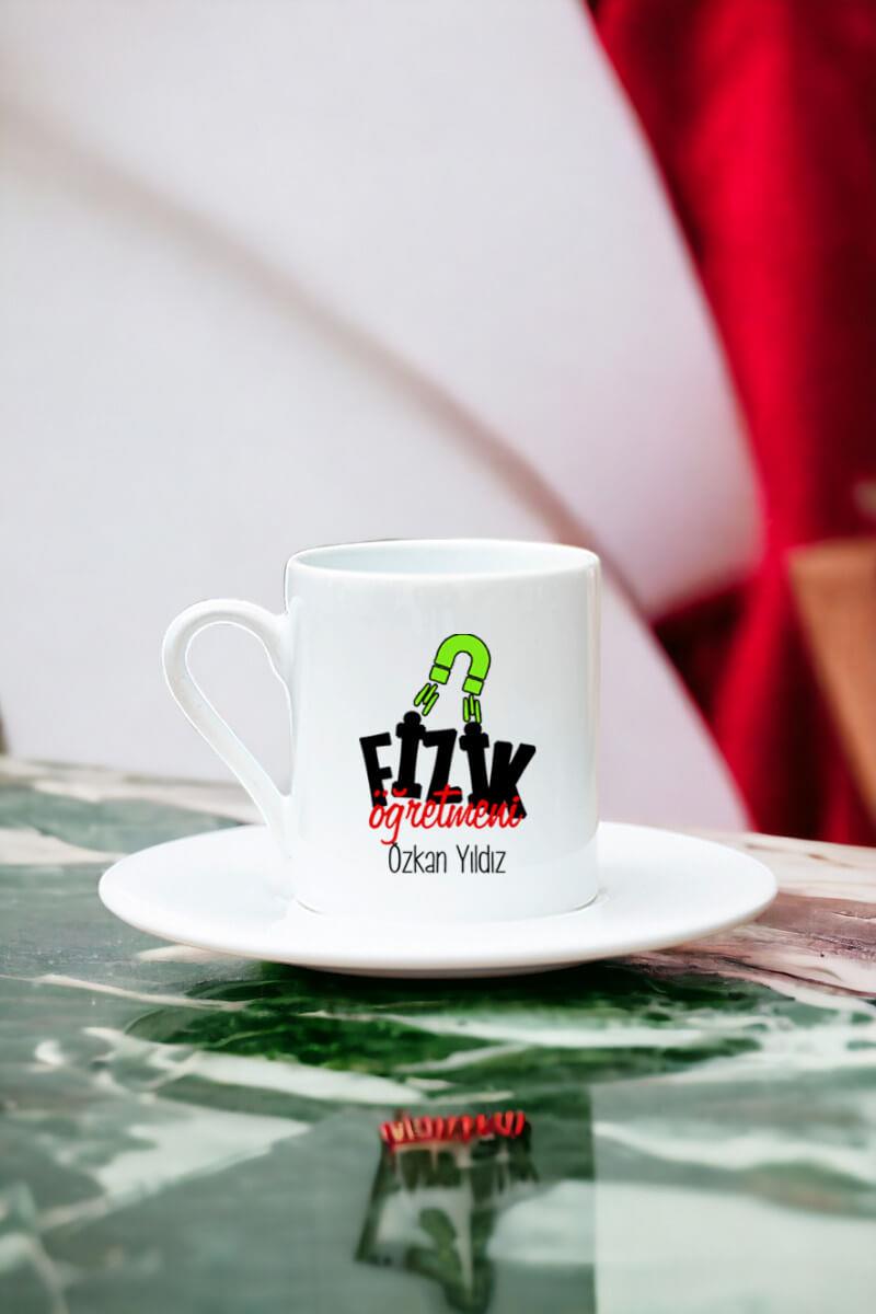 Fizik Öğretmeni Beyaz Türk Kahvesi Fincanı