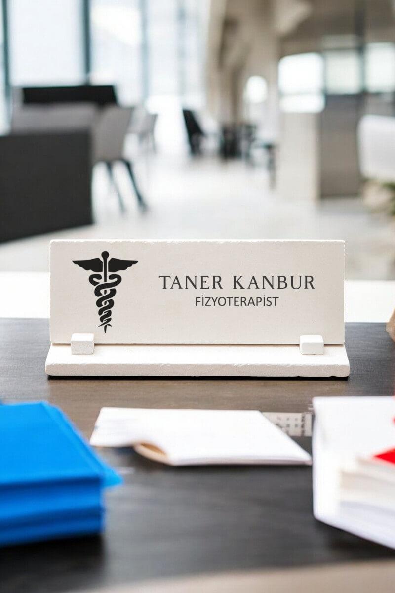 Fizyoterapiste Hediye Doğal Taş Masa İsimliği