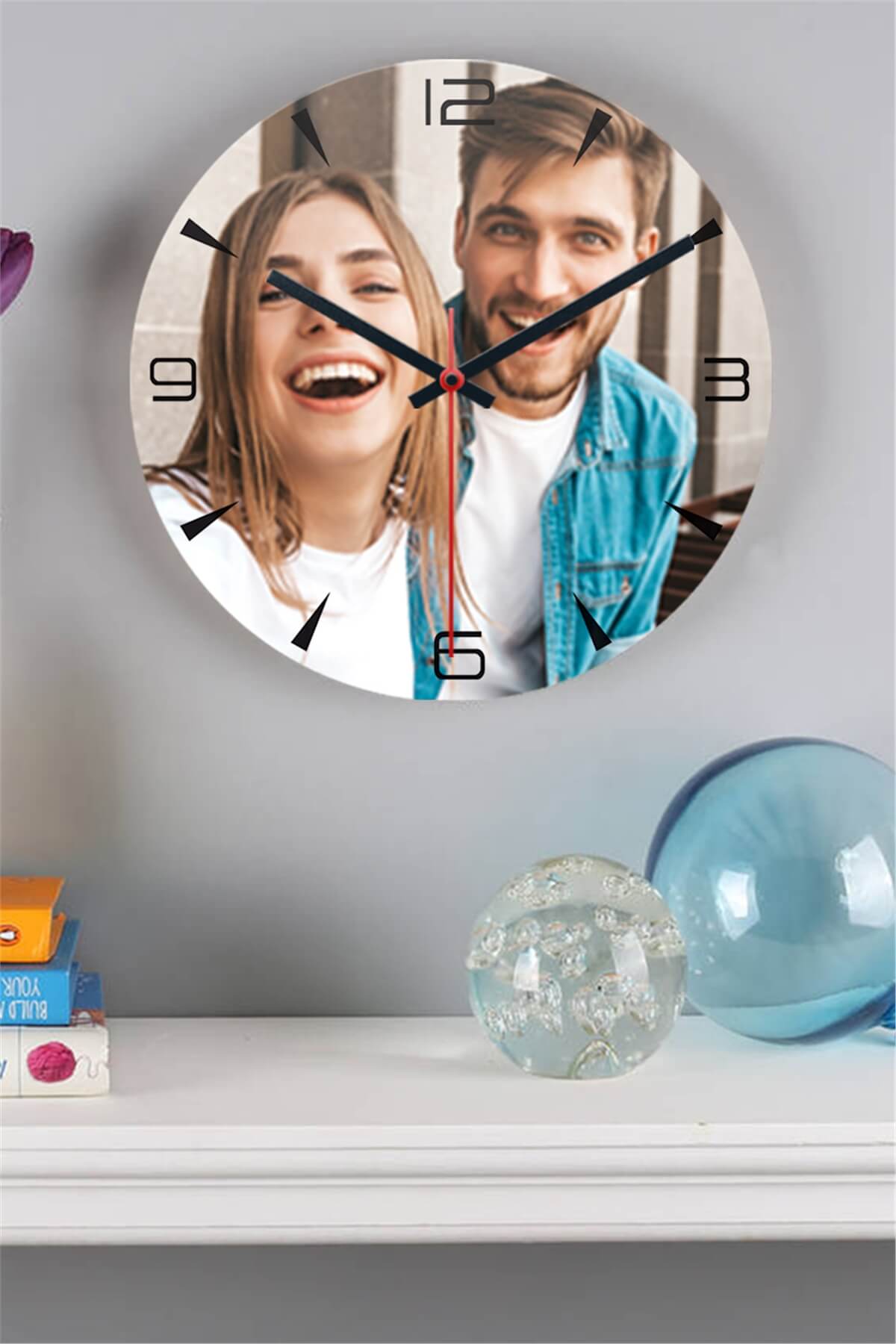 Fotoğraflı Ahşap Duvar Saati