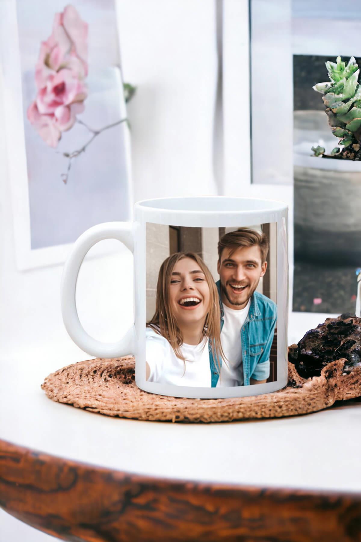 Kişiye Özel Fotoğraflı Porselen Beyaz Kupa Bardak