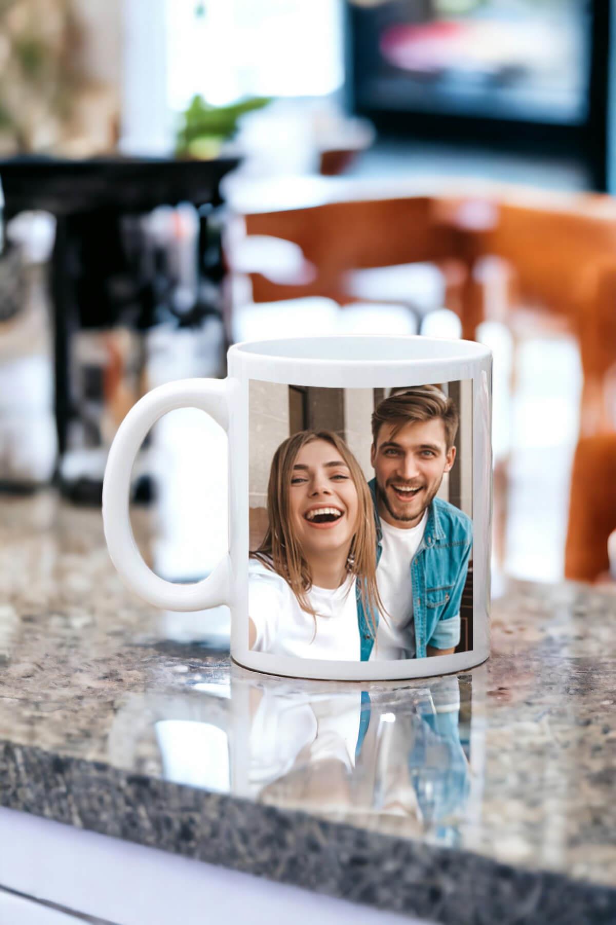 Kişiye Özel Fotoğraflı Porselen Beyaz Kupa Bardak