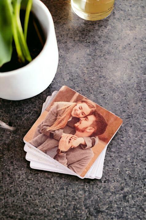 Fotoğraflı Taş Bardak Altlığı