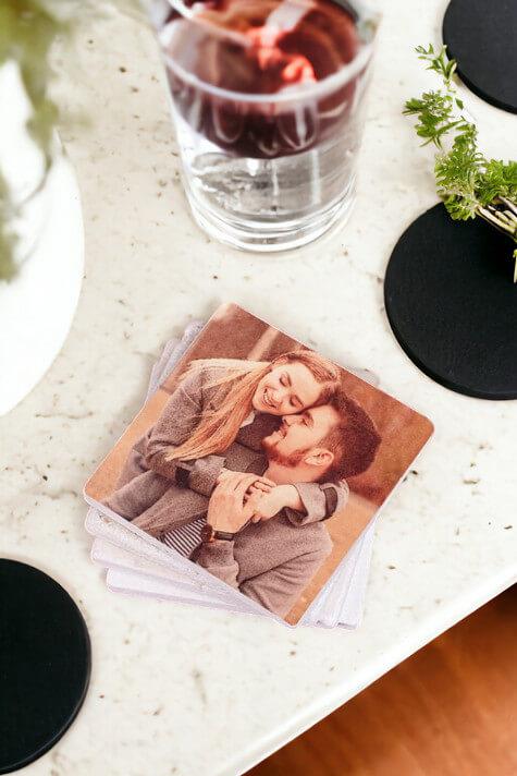 Fotoğraflı Taş Bardak Altlığı