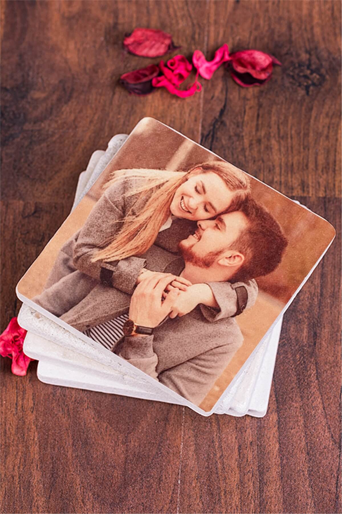 Fotoğraflı Taş Bardak Altlığı