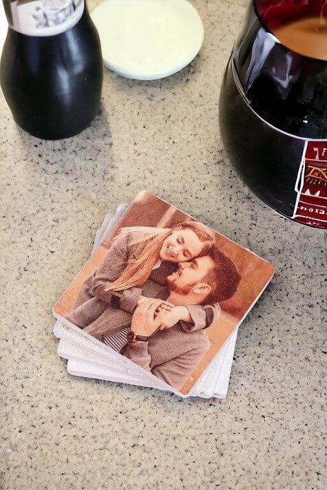 Fotoğraflı Taş Bardak Altlığı