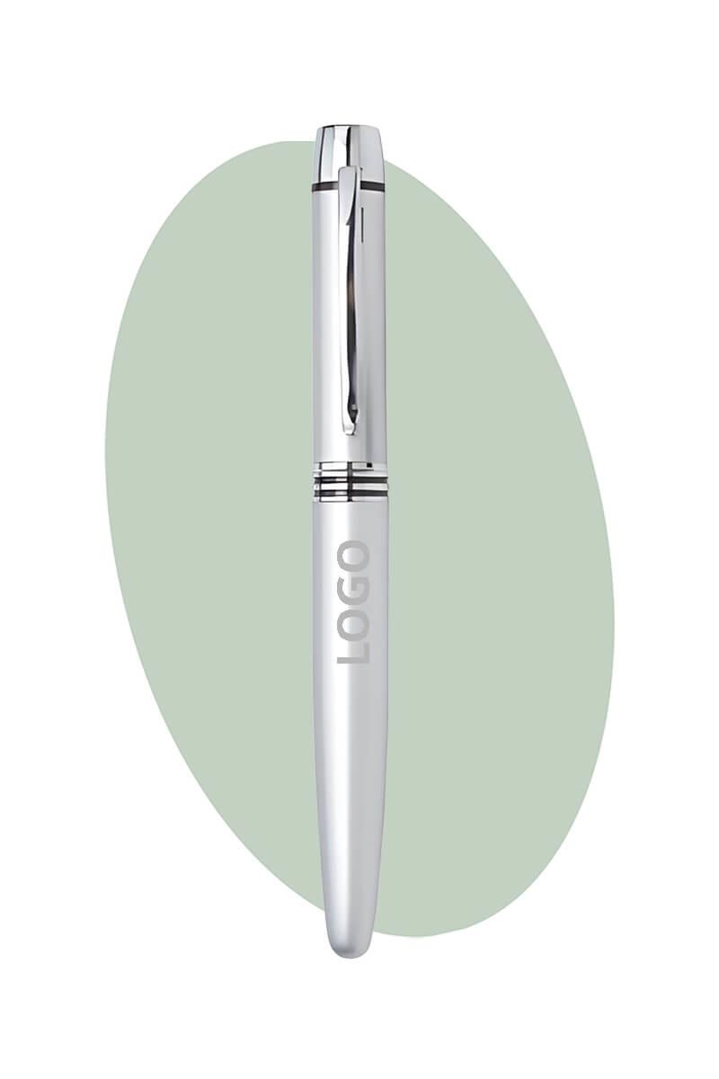 Gümüş Renk Promosyon Metal Roller Kalem Siyah Refil 7621-Pİ