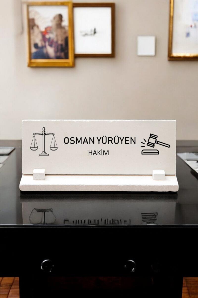 Hakime Hediye Doğal Taş Masa İsimliği