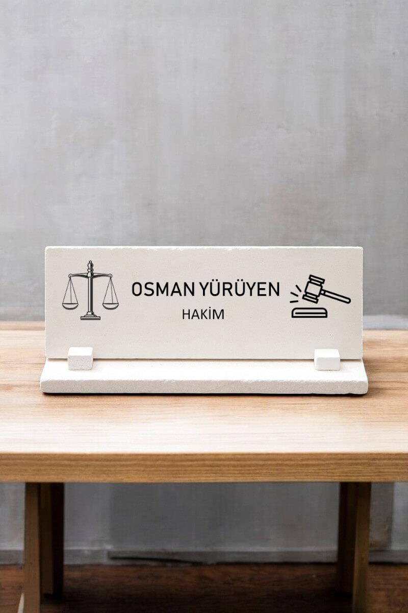 Hakime Hediye Doğal Taş Masa İsimliği