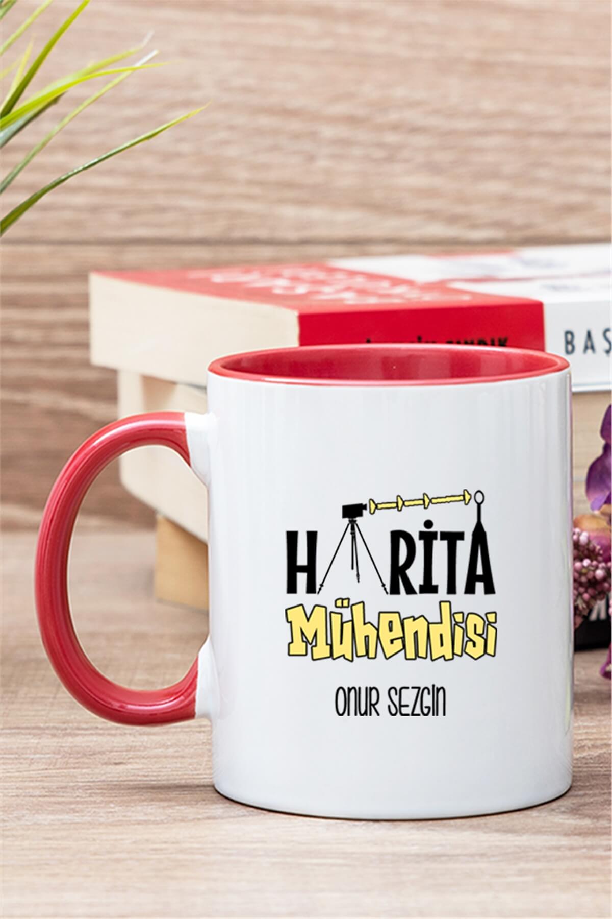 Harita Mühendisi İçi Renkli Kupa Bardak