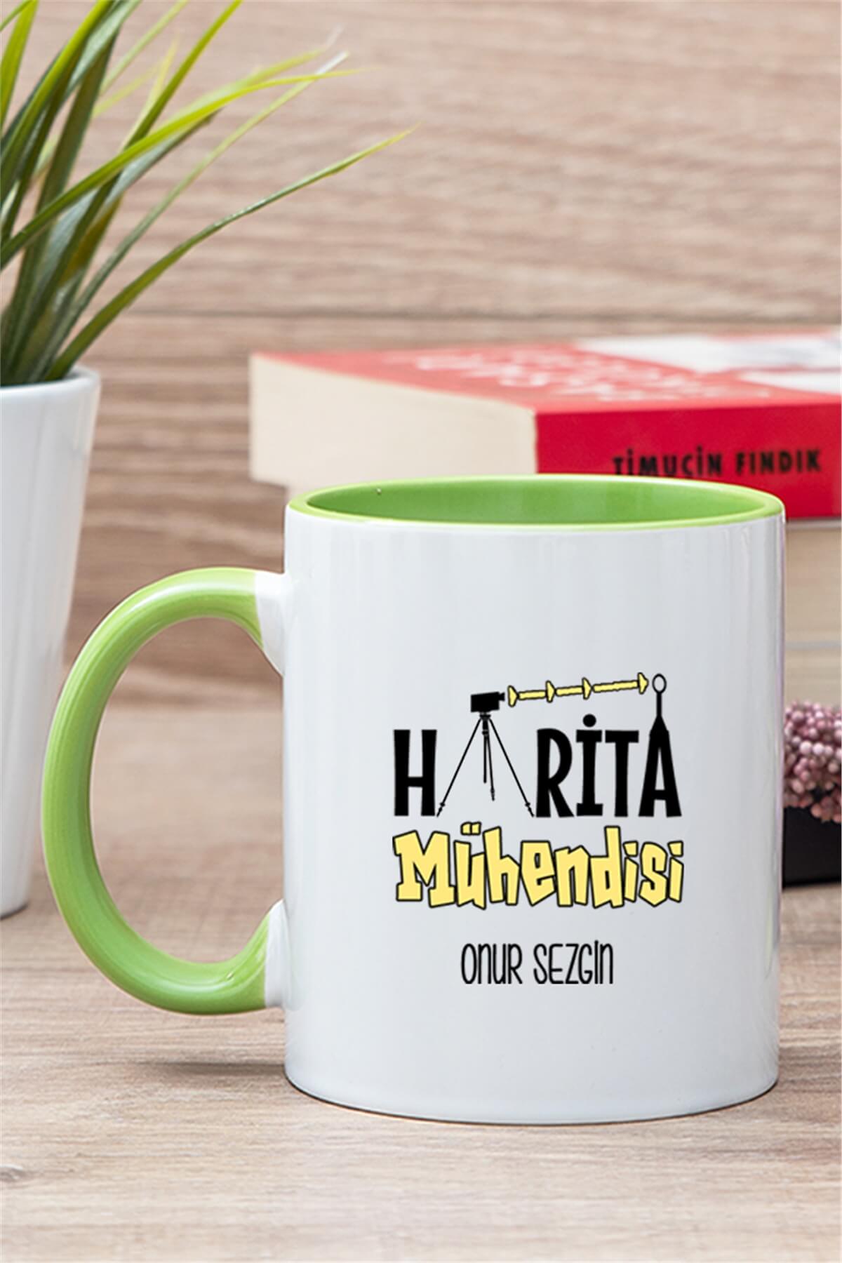 Harita Mühendisi İçi Renkli Kupa Bardak