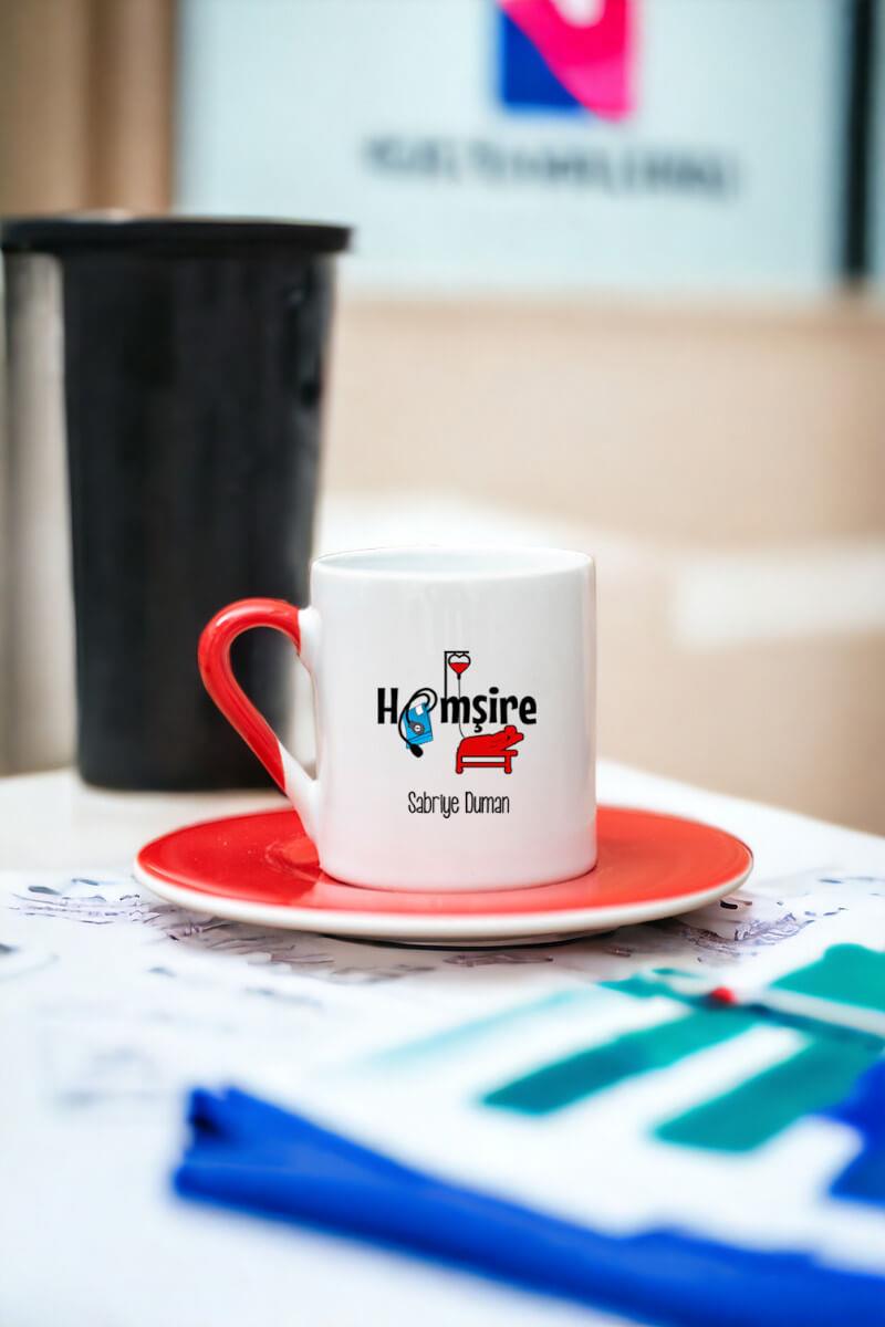 Hemşire Renkli Türk Kahvesi Fincanı