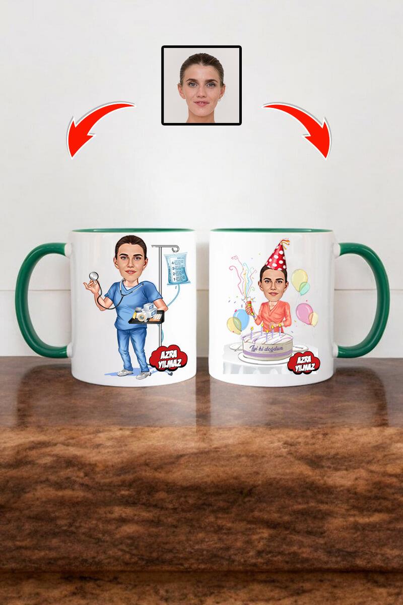 Hemşireye Doğum Günü Hediyesi Karikatürlü Kupa Bardak