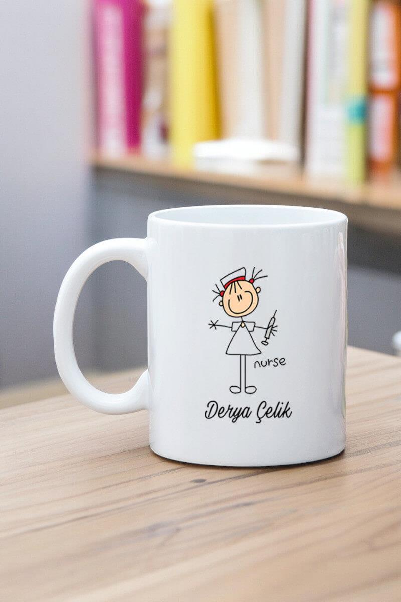 Hemşireye Hediye Hemşire Karikatürü Beyaz Kupa Bardak