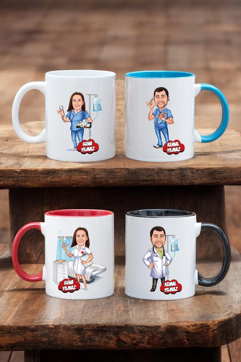 Hemşireye Hediye Kişiye Özel Hemşire Karikatürlü Kupa Bardak