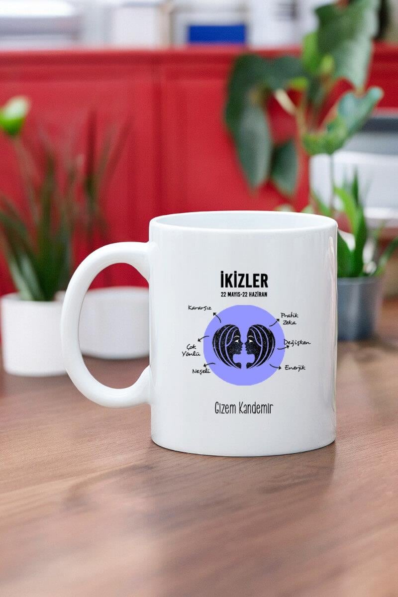 İkizler Burcuna Hediye Kişiye Özel Kupa Bardak