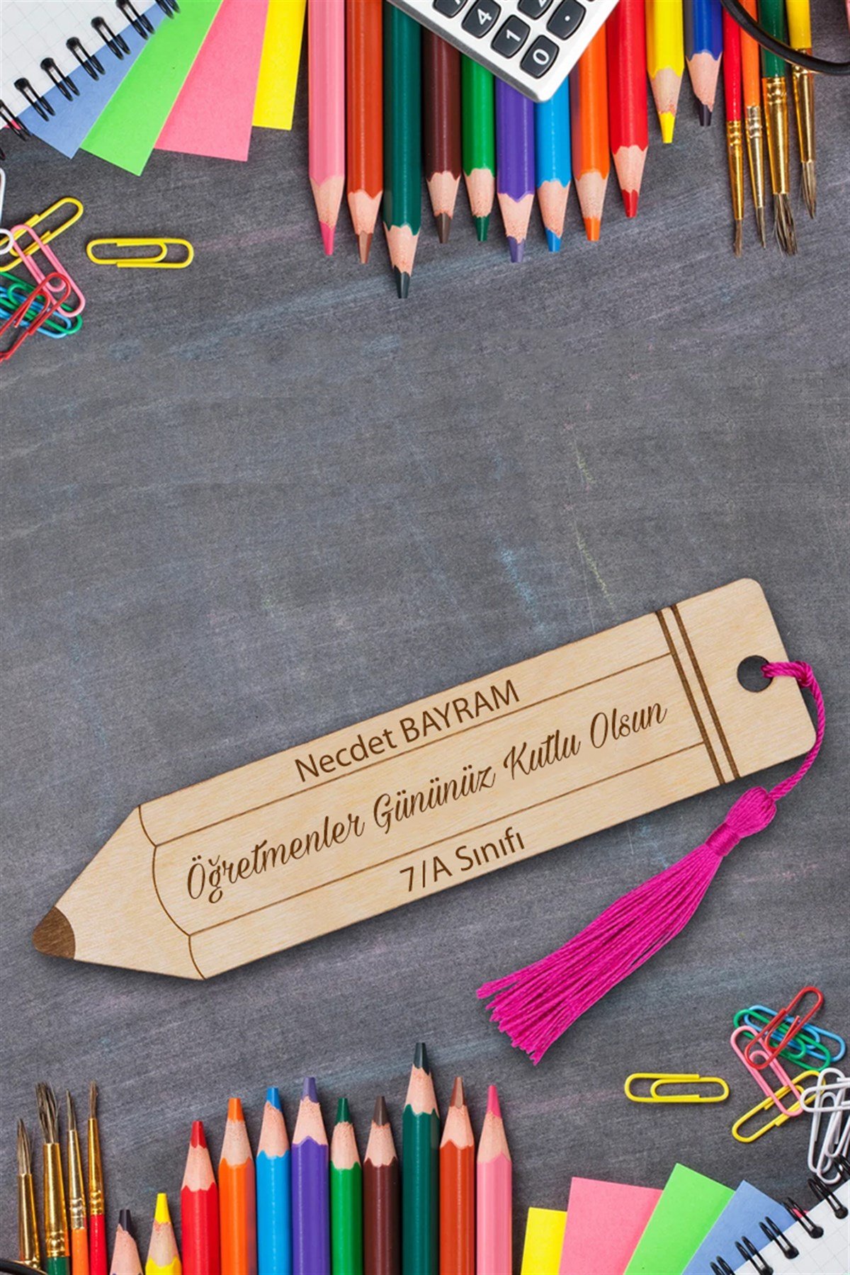 İlginç Öğretmenler Günü Hediyesi Ahşap Kitap Ayracı