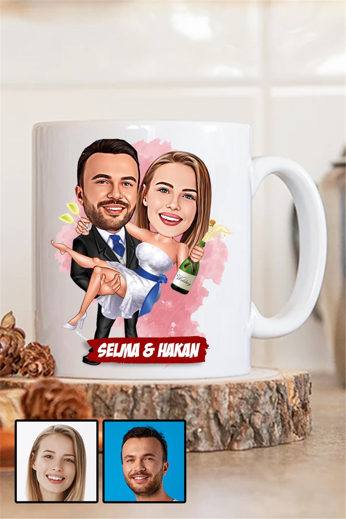 Kadına 14 Şubat Hediyesi Karikatürlü Beyaz Kupa Bardak