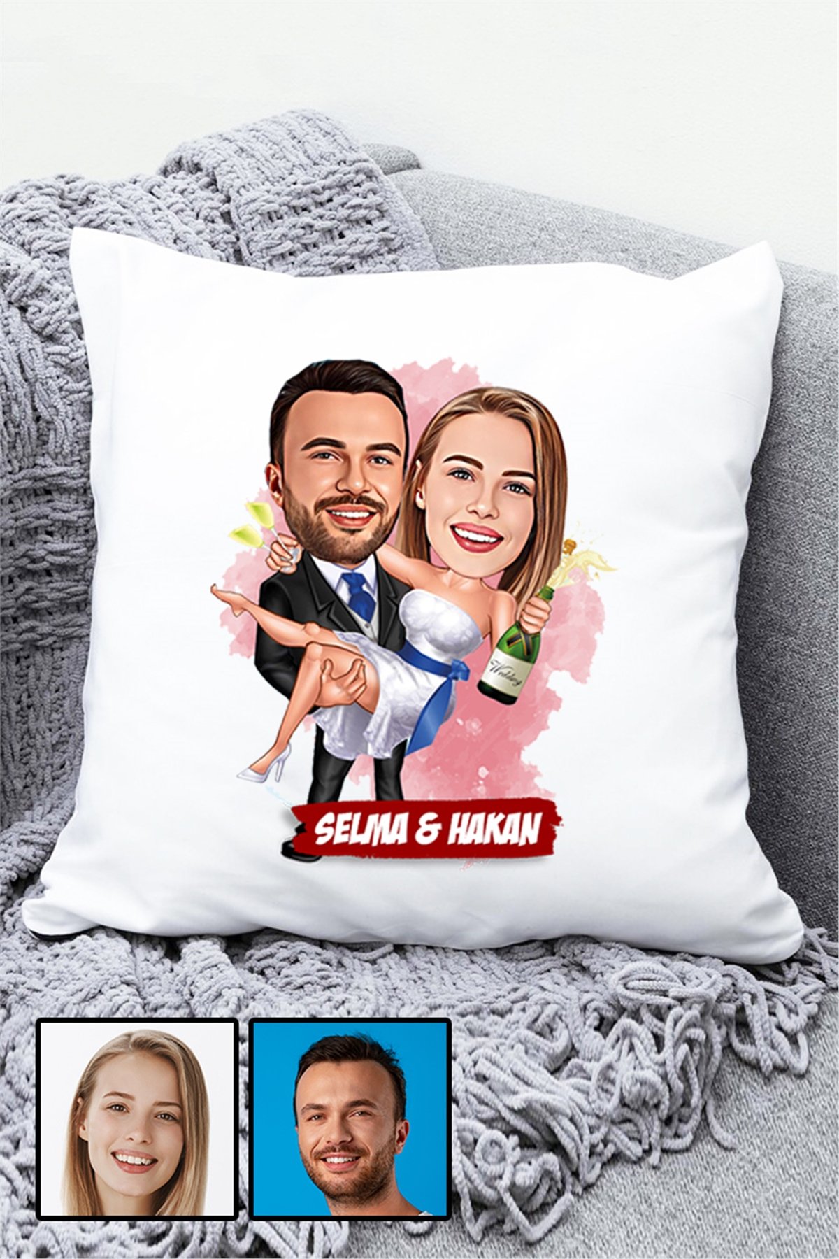 İlginç Sevgililer Günü Hediyesi Karikatürlü Yastık