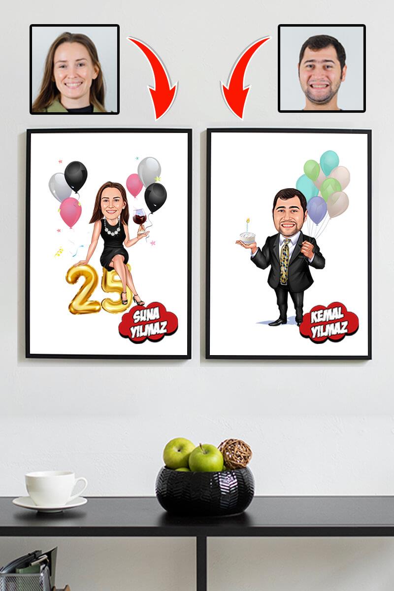 İş Arkadaşına Doğum Günü Hediyesi Karikatürlü Çerçeve
