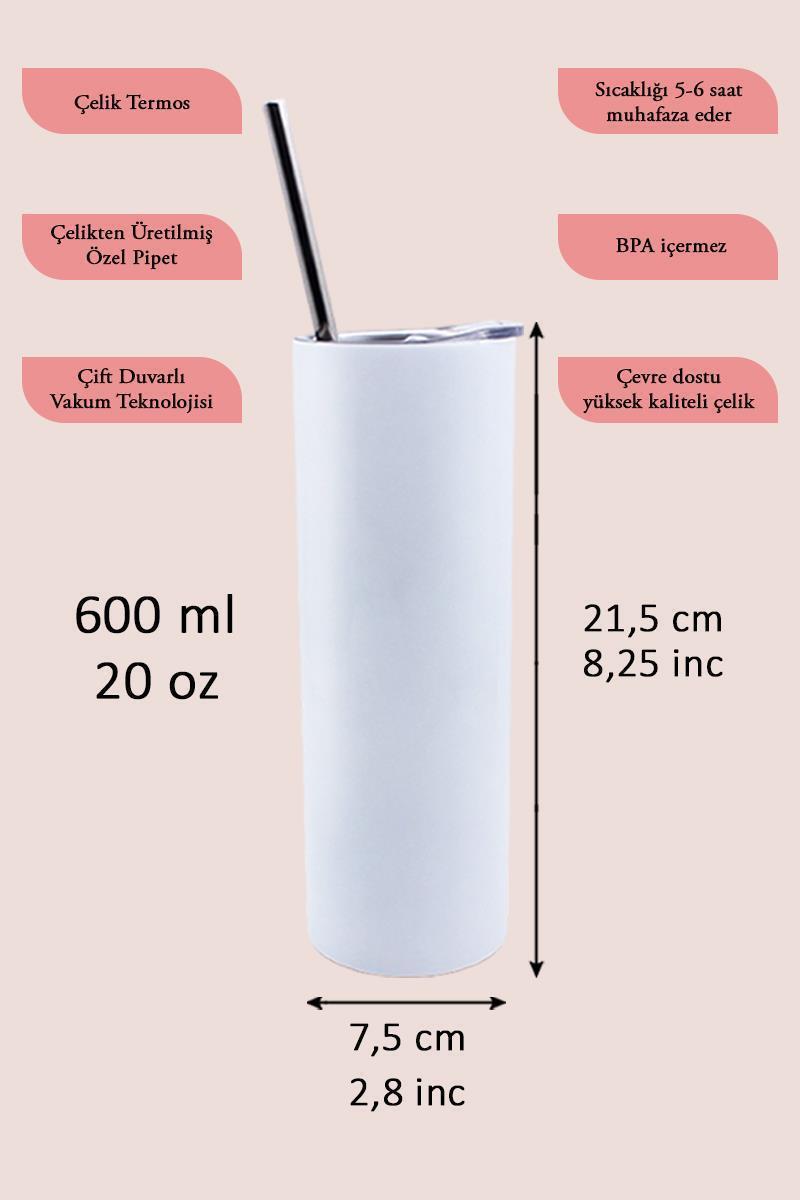 Avukata Hediye İsme Özel Çelik Pipetli Termos Bardak